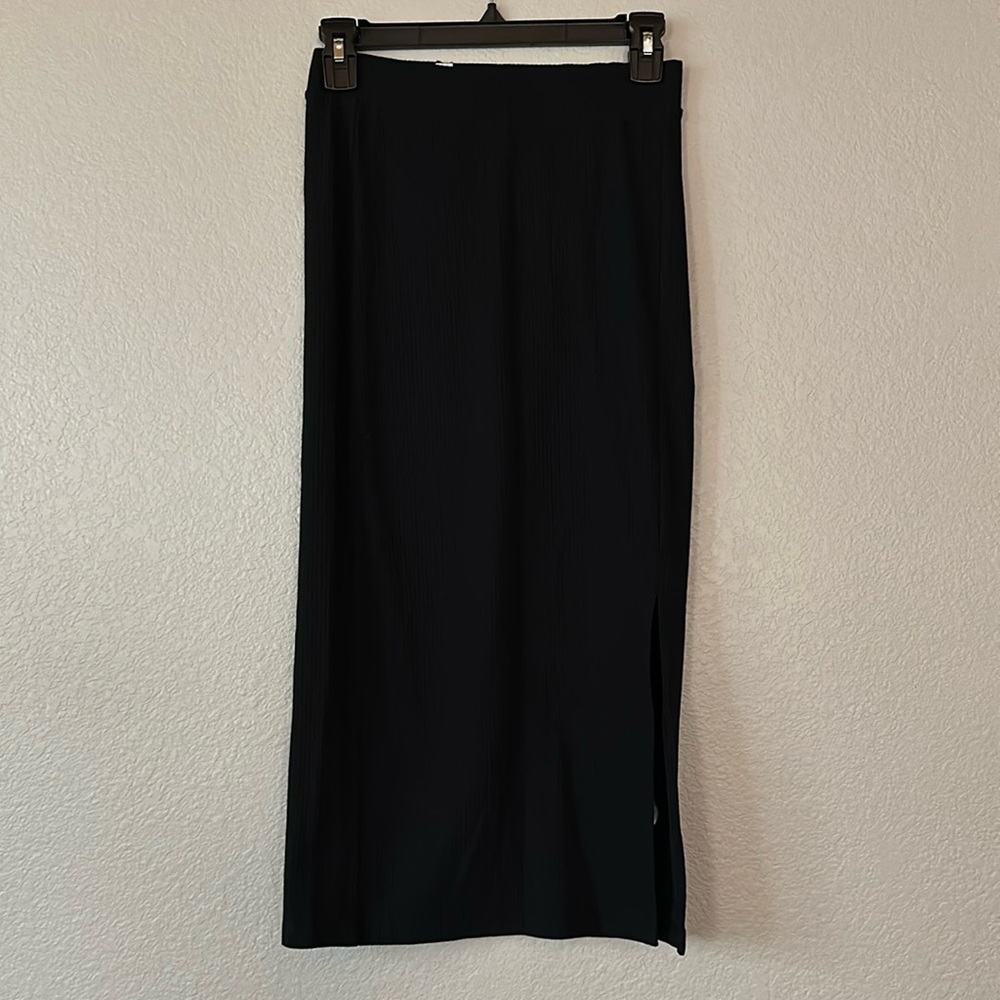 NWT The Drop Ribbed Midi Skirt Bodycon Black XS